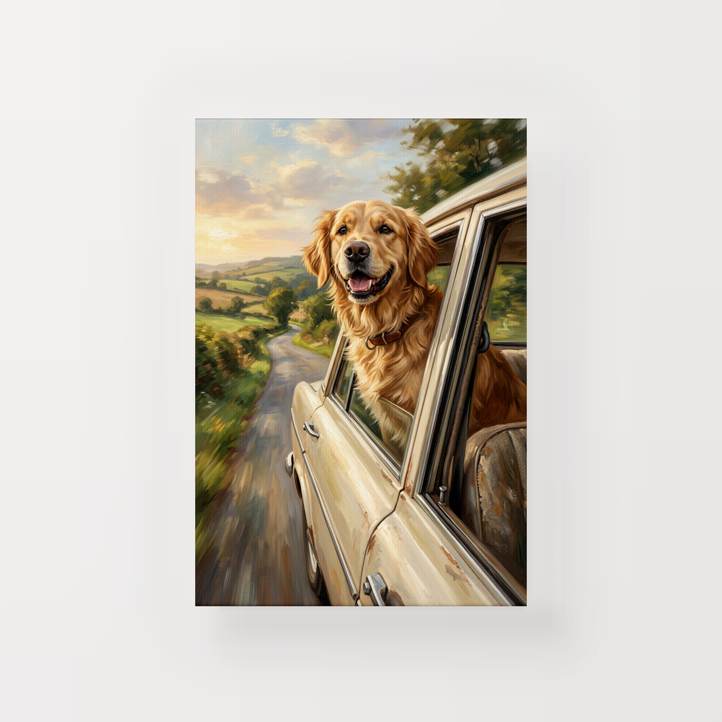Goodboy Gallery product photo - Sunday Drive Portrait for 1 Pet - Canvas Only - Unframed Canvas