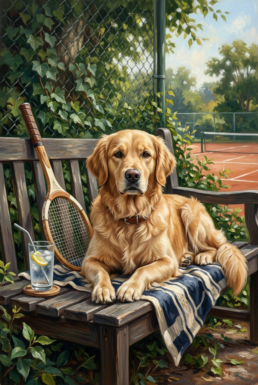 Courtside Bench Portrait for 1 Pet