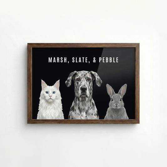 Custom Portrait for 3 Pets