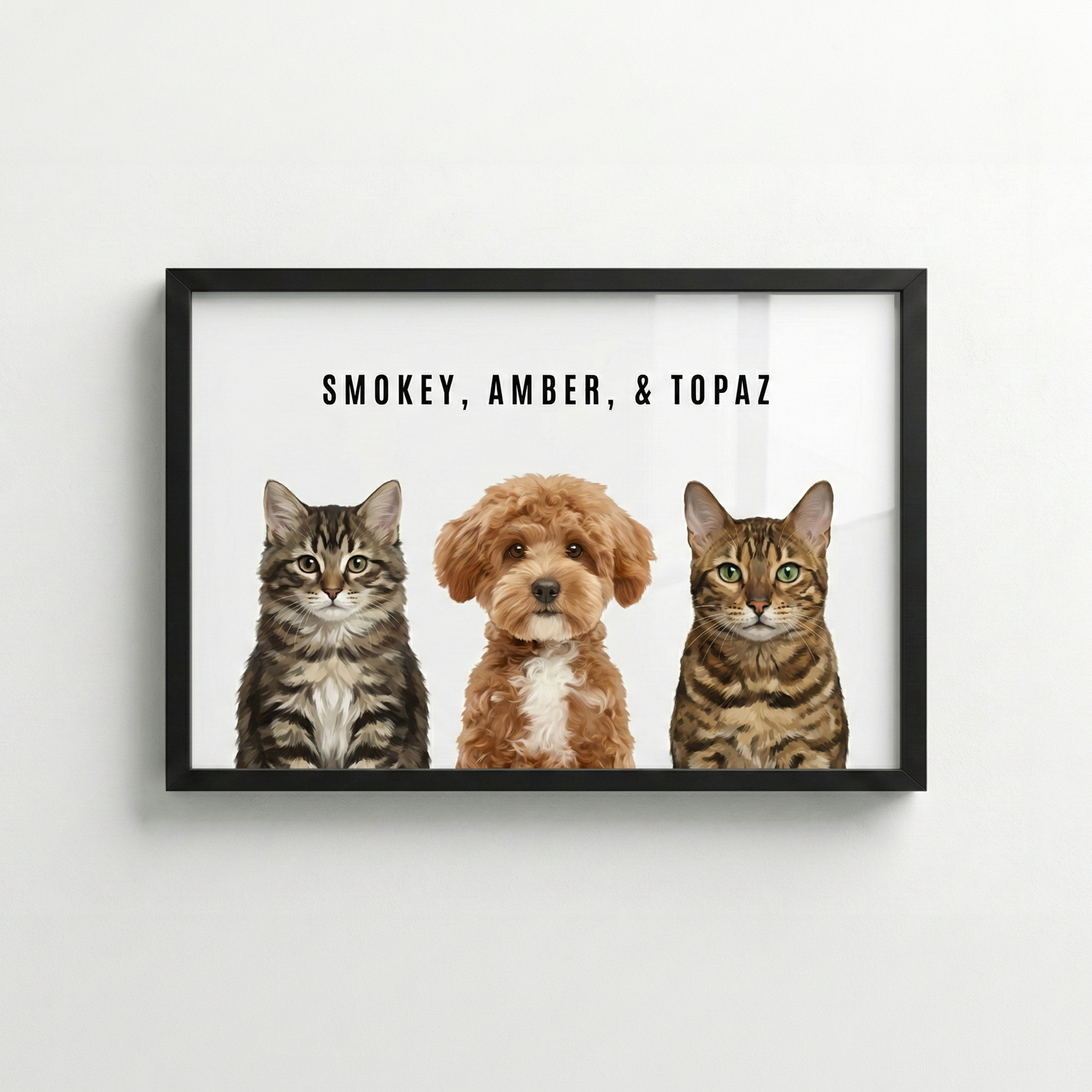 Custom Portrait for 3 Pets