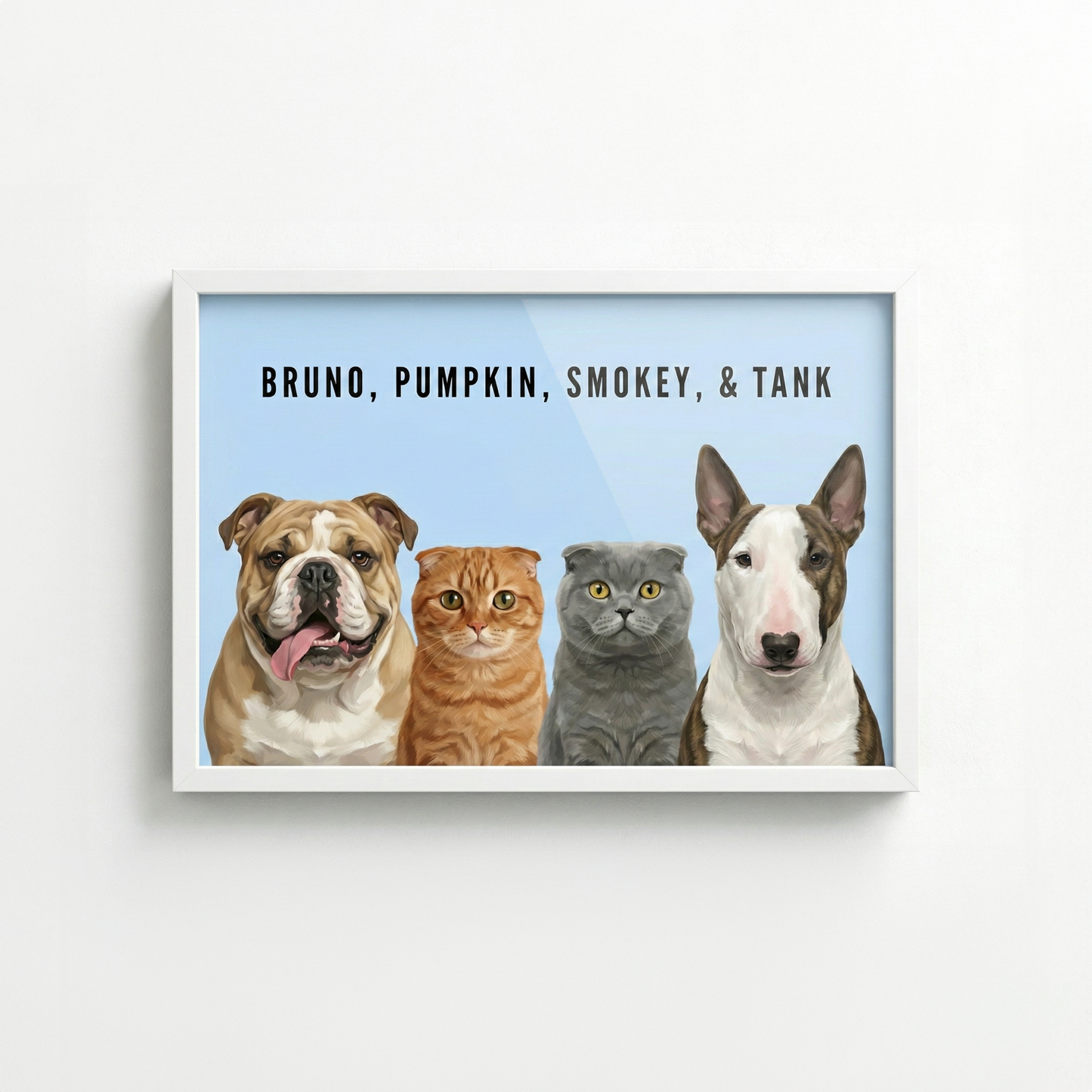 Custom Portrait for 4 Pets