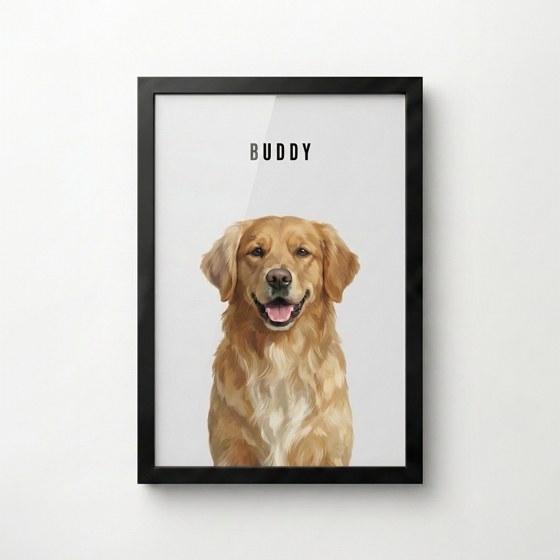 Custom pet portrait print example for 1 pet - dog on neutral background