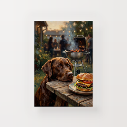 Goodboy Gallery product photo - Backyard Burger Night Portrait for 1 Pet - Canvas Only - Unframed Canvas
