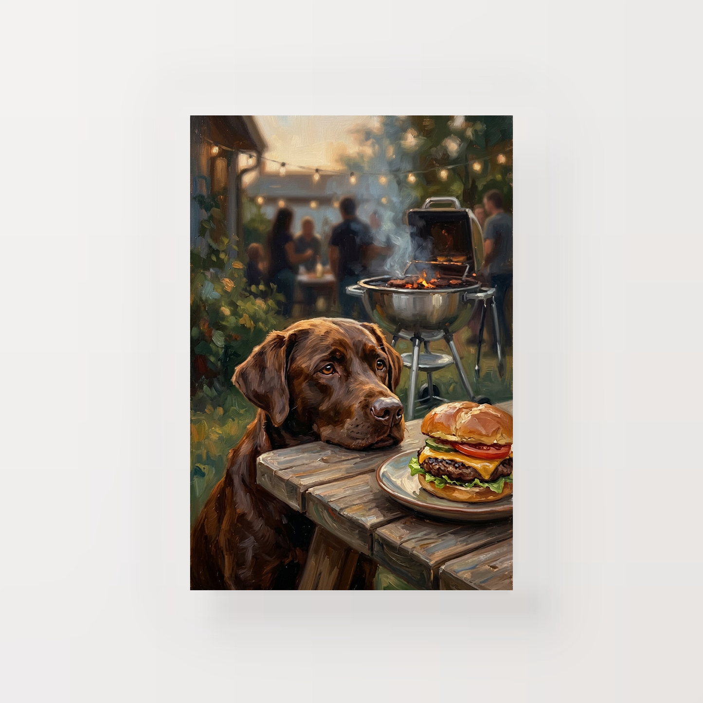 Goodboy Gallery product photo - Backyard Burger Night Portrait for 1 Pet - Print Only - Unframed Print
