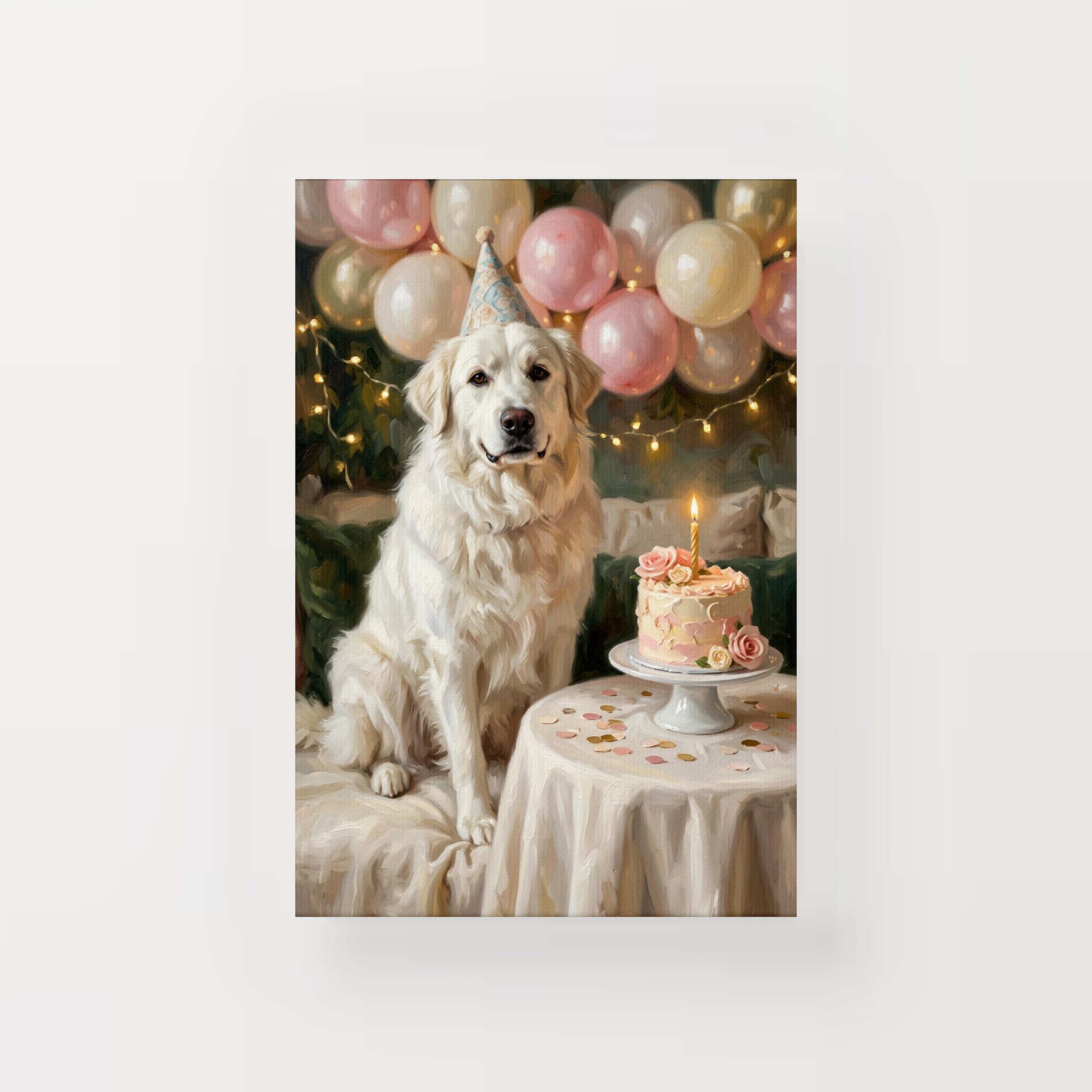 Goodboy Gallery product photo - Birthday Cake Pink Portrait for Big Dogs - Canvas Only - Unframed Canvas