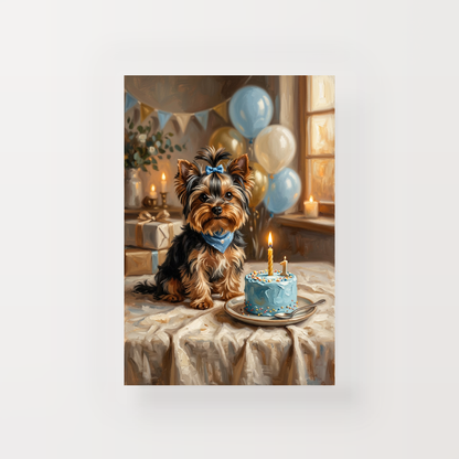 Goodboy Gallery product photo - Birthday Cake Blue Portrait for Small Pets - Print Only - Unframed Print
