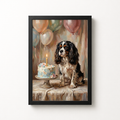Goodboy Gallery product photo - Birthday Cake Pink Portrait for Small Pets - Framed Poster - Solid Black
