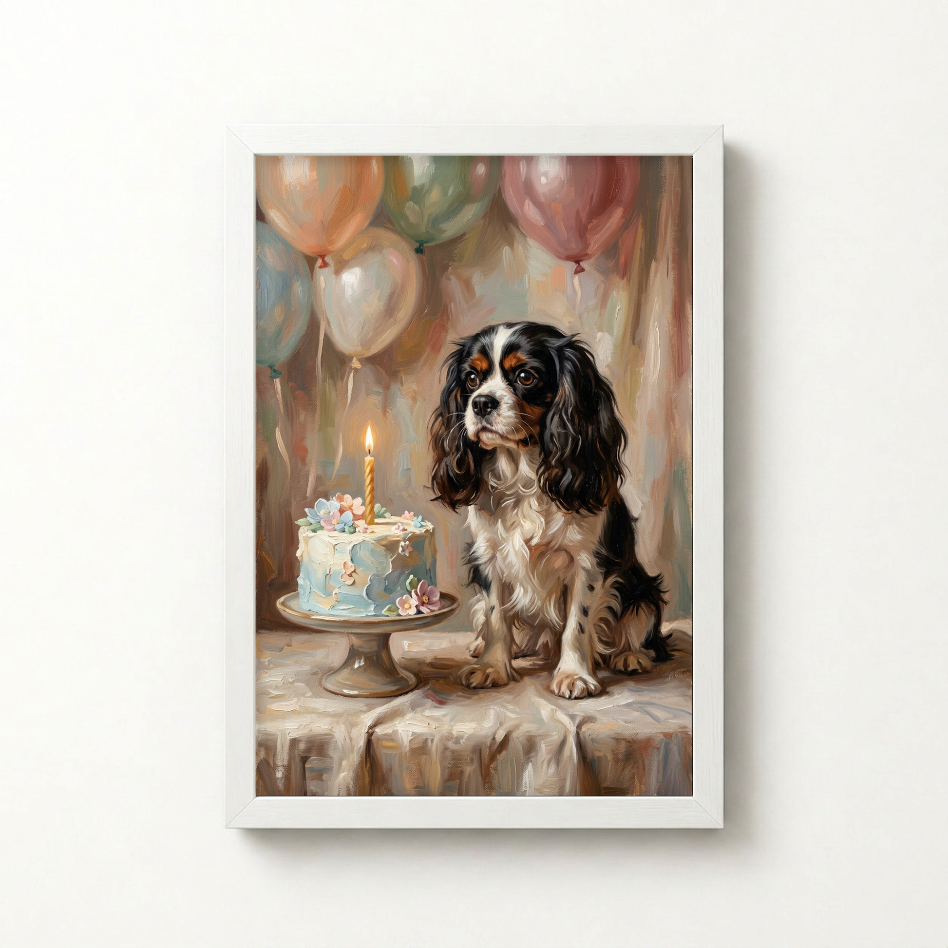 Goodboy Gallery product photo - Birthday Cake Pink Portrait for Small Pets - Framed Poster - Solid White