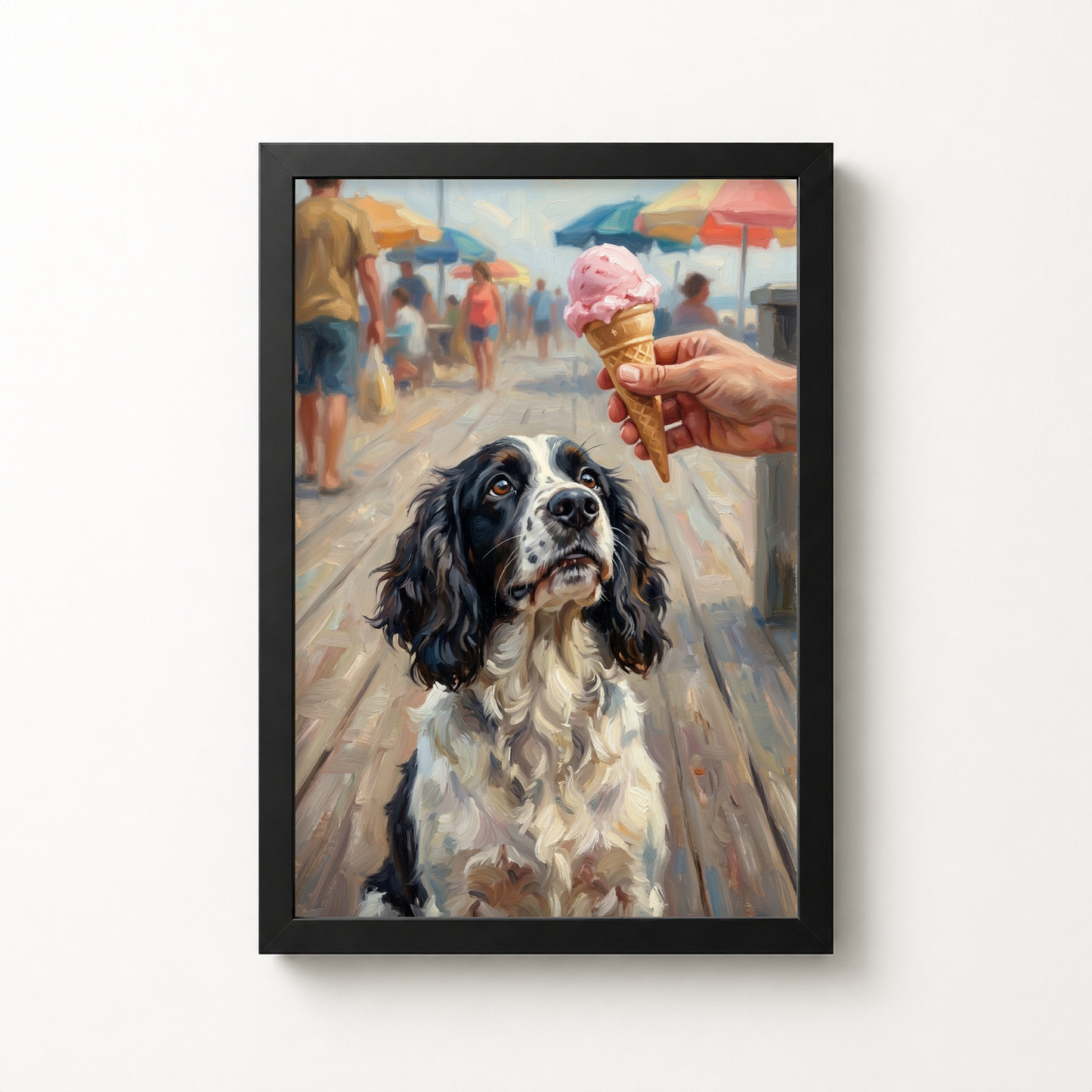 Goodboy Gallery product photo - Boardwalk Ice Cream Portrait for 1 Pet - Framed Poster - Solid Black