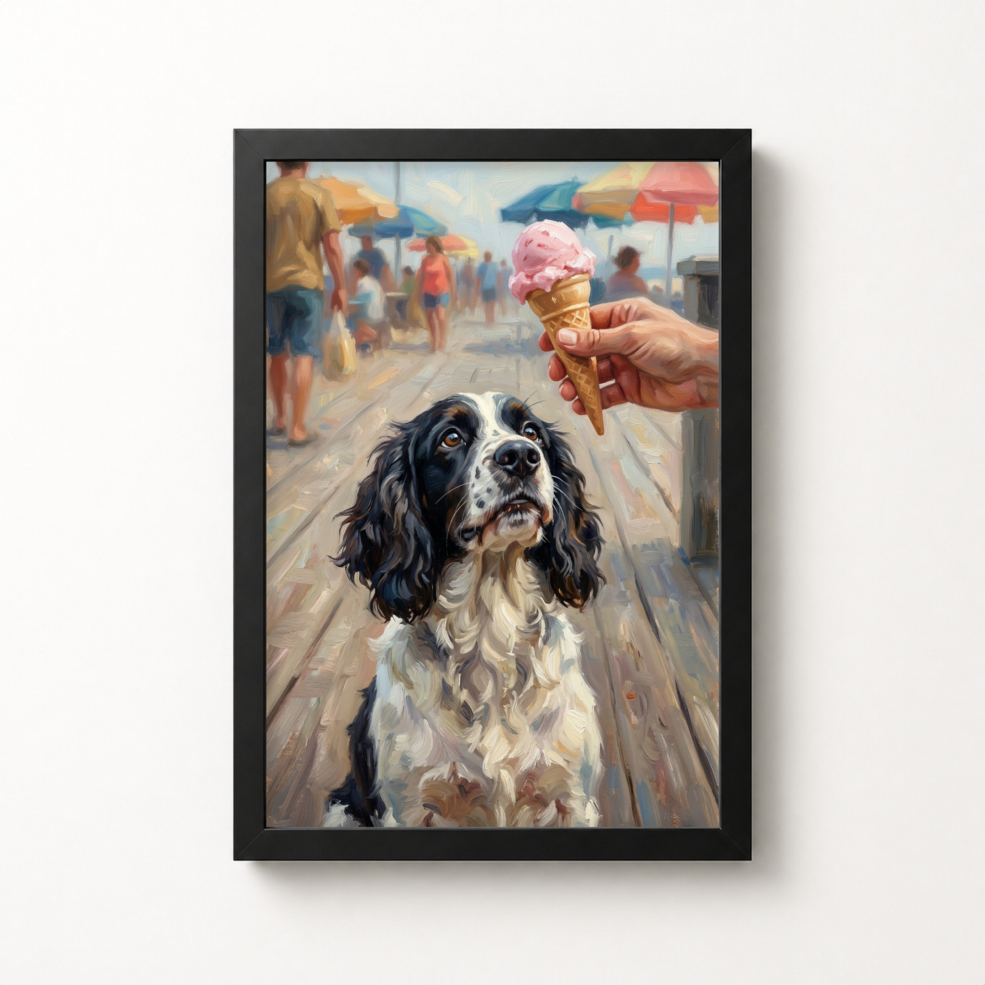 Goodboy Gallery product photo - Boardwalk Ice Cream Portrait for 1 Pet - Framed Poster - Solid Black