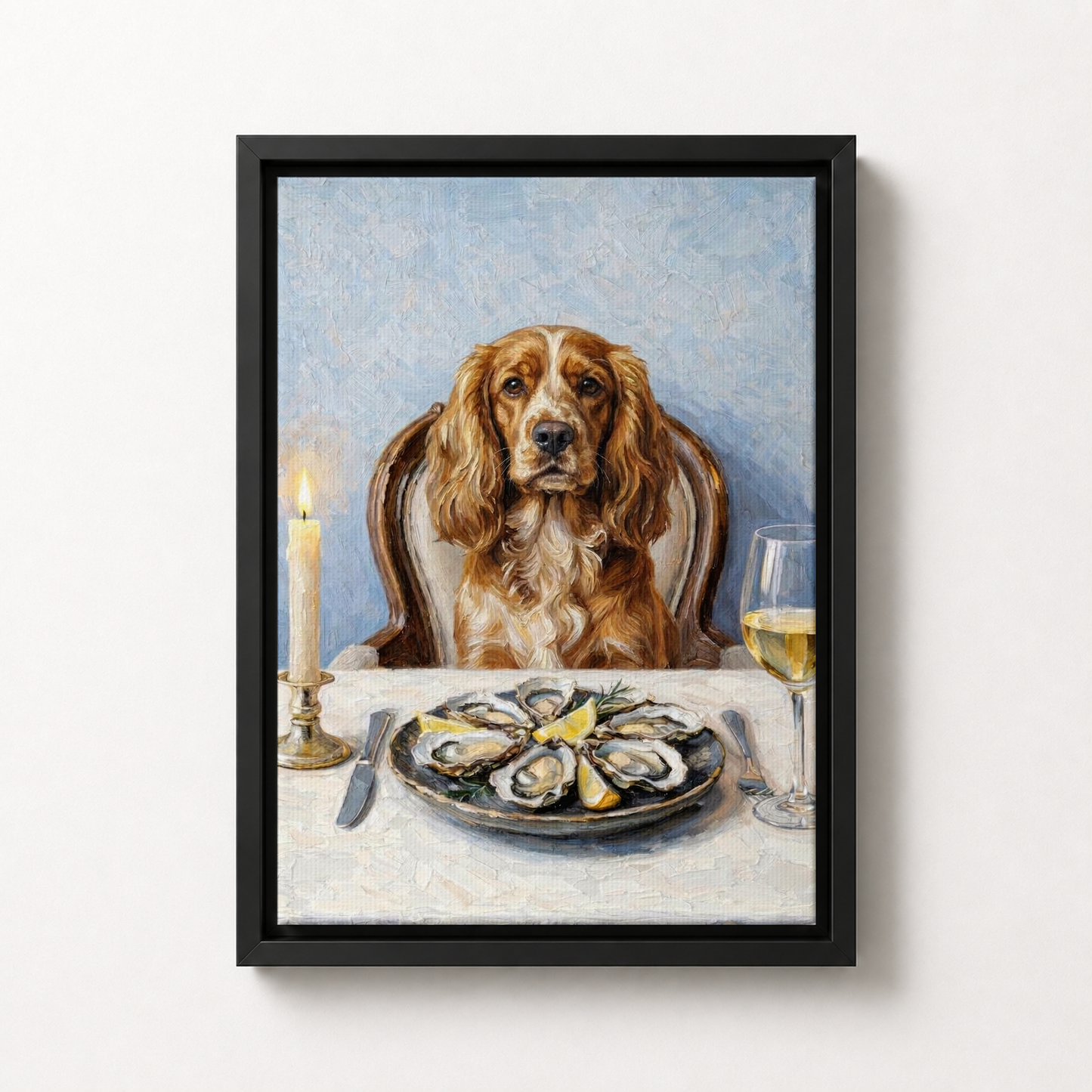 Goodboy Gallery product photo - Clam Bar Classic Portrait for 1 Pet - Framed Canvas - Solid Black