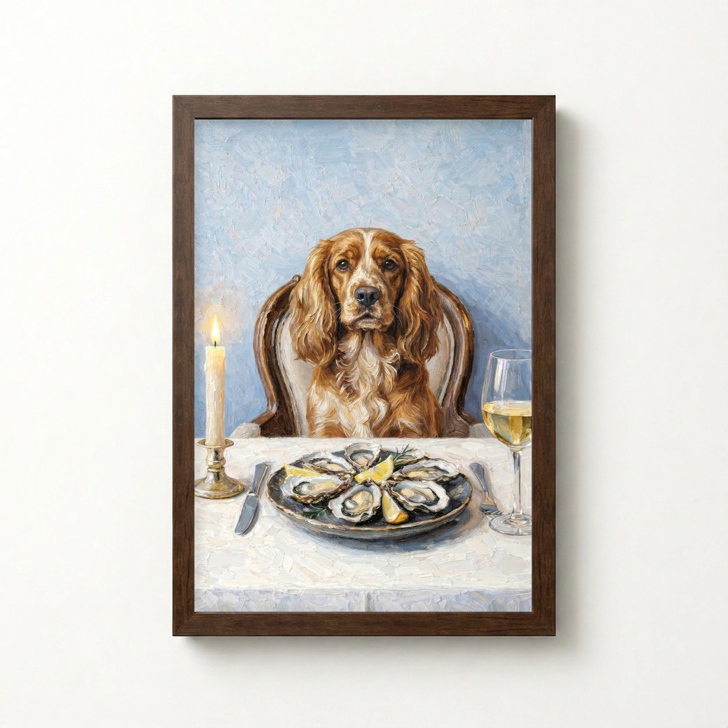 Goodboy Gallery product photo - Clam Bar Classic Portrait for 1 Pet - Framed Poster - Dark Wood
