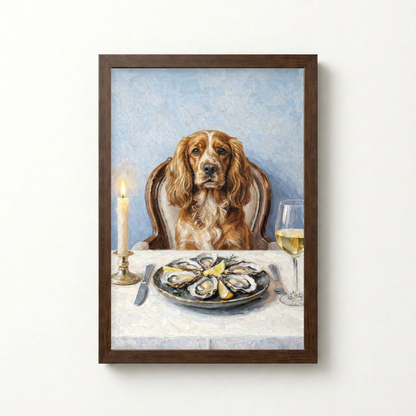 Goodboy Gallery product photo - Clam Bar Classic Portrait for 1 Pet - Framed Poster - Dark Wood