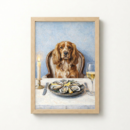 Goodboy Gallery product photo - Clam Bar Classic Portrait for 1 Pet - Framed Poster - Light Wood