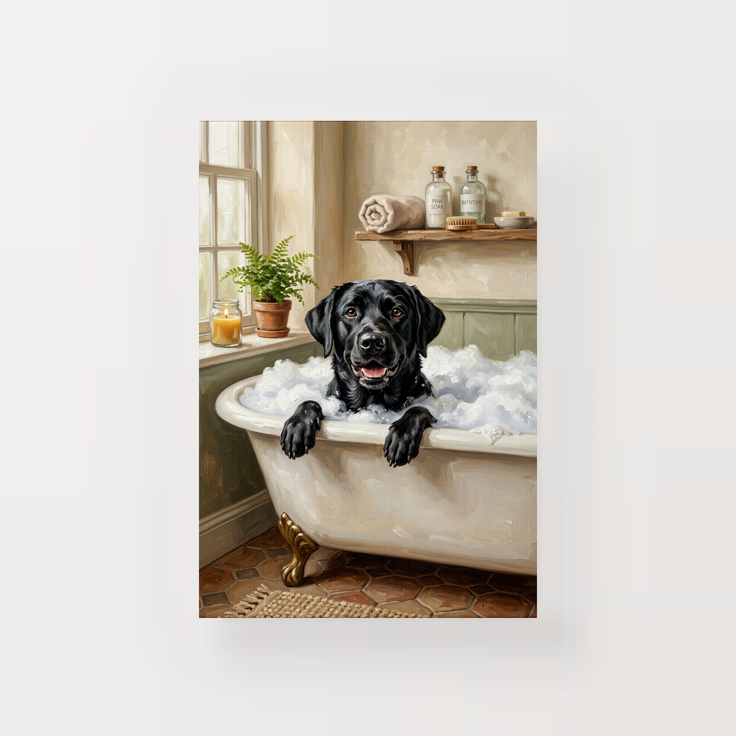 Goodboy Gallery product photo - Bubble Bath Portrait for 1 Pet - Canvas Only - Unframed Canvas