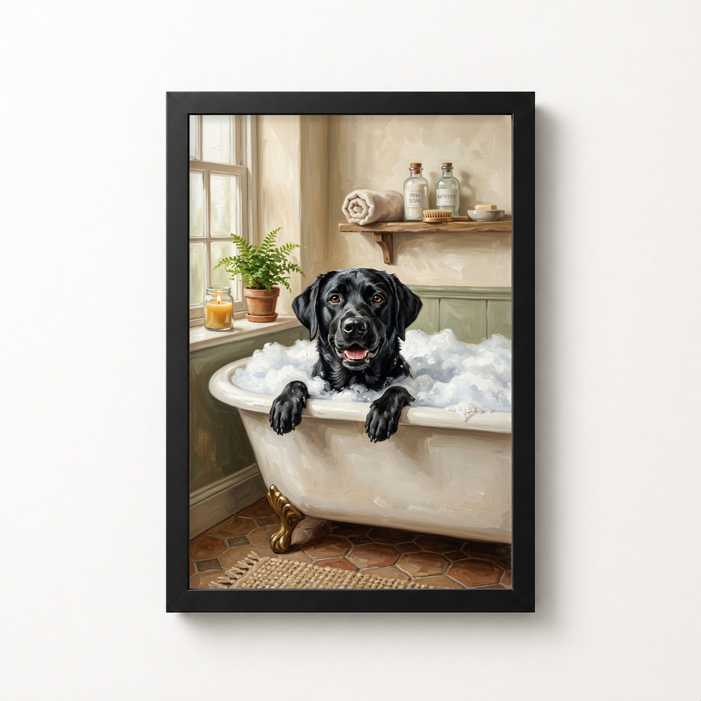 Goodboy Gallery product photo - Bubble Bath Portrait for 1 Pet - Framed Poster - Solid Black
