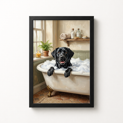 Goodboy Gallery product photo - Bubble Bath Portrait for 1 Pet - Framed Poster - Solid Black