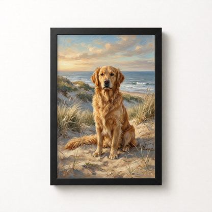 Goodboy Gallery product photo - Coastal Dunes Portrait for 1 Pet - Framed Poster - Solid Black