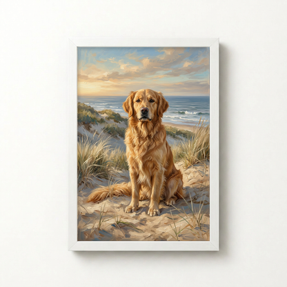 Goodboy Gallery product photo - Coastal Dunes Portrait for 1 Pet - Framed Poster - Solid White