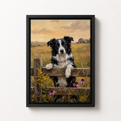 Goodboy Gallery product photo - Flower Fence Portrait for 1 Pet - Framed Canvas - Solid Black