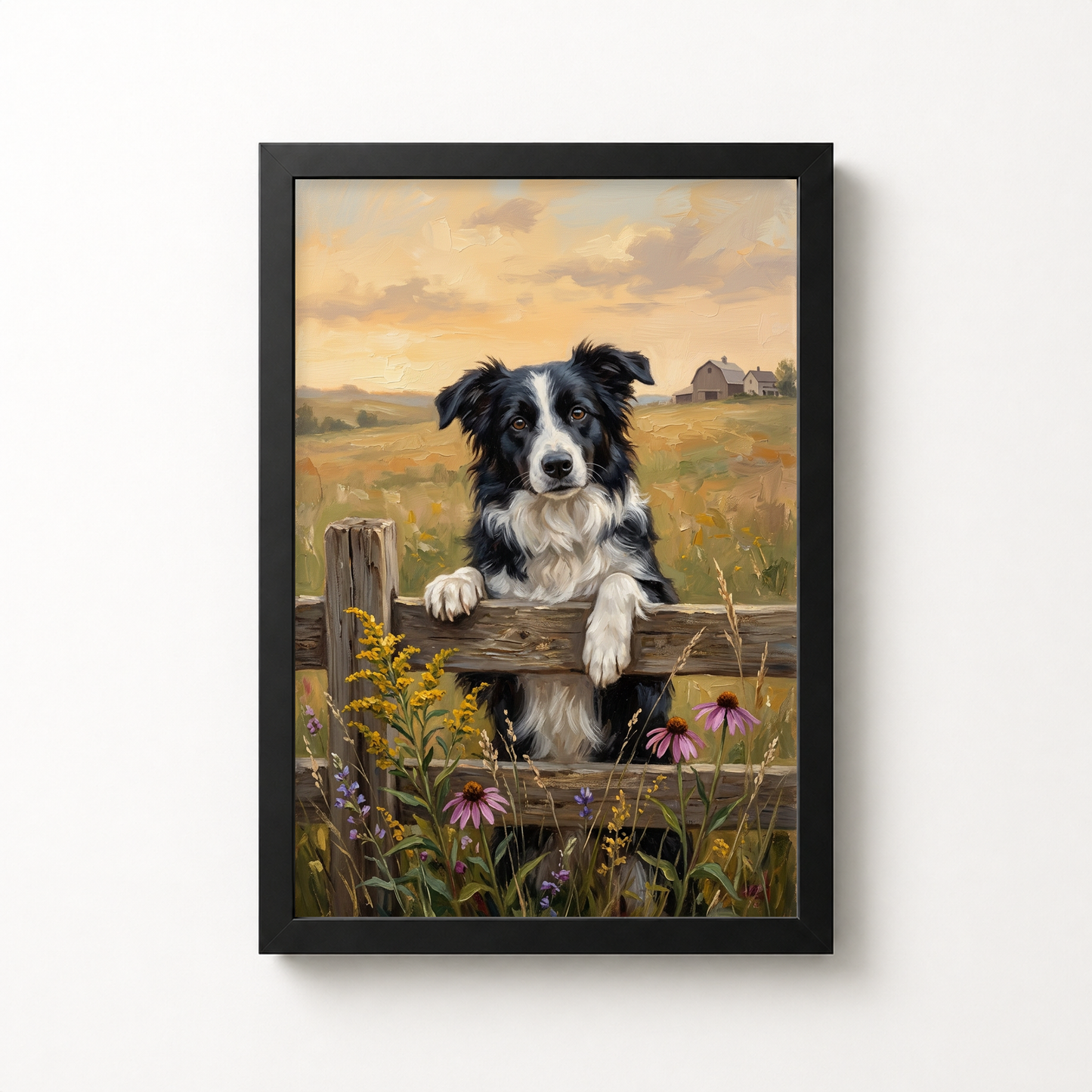 Goodboy Gallery product photo - Flower Fence Portrait for 1 Pet - Framed Poster - Solid Black