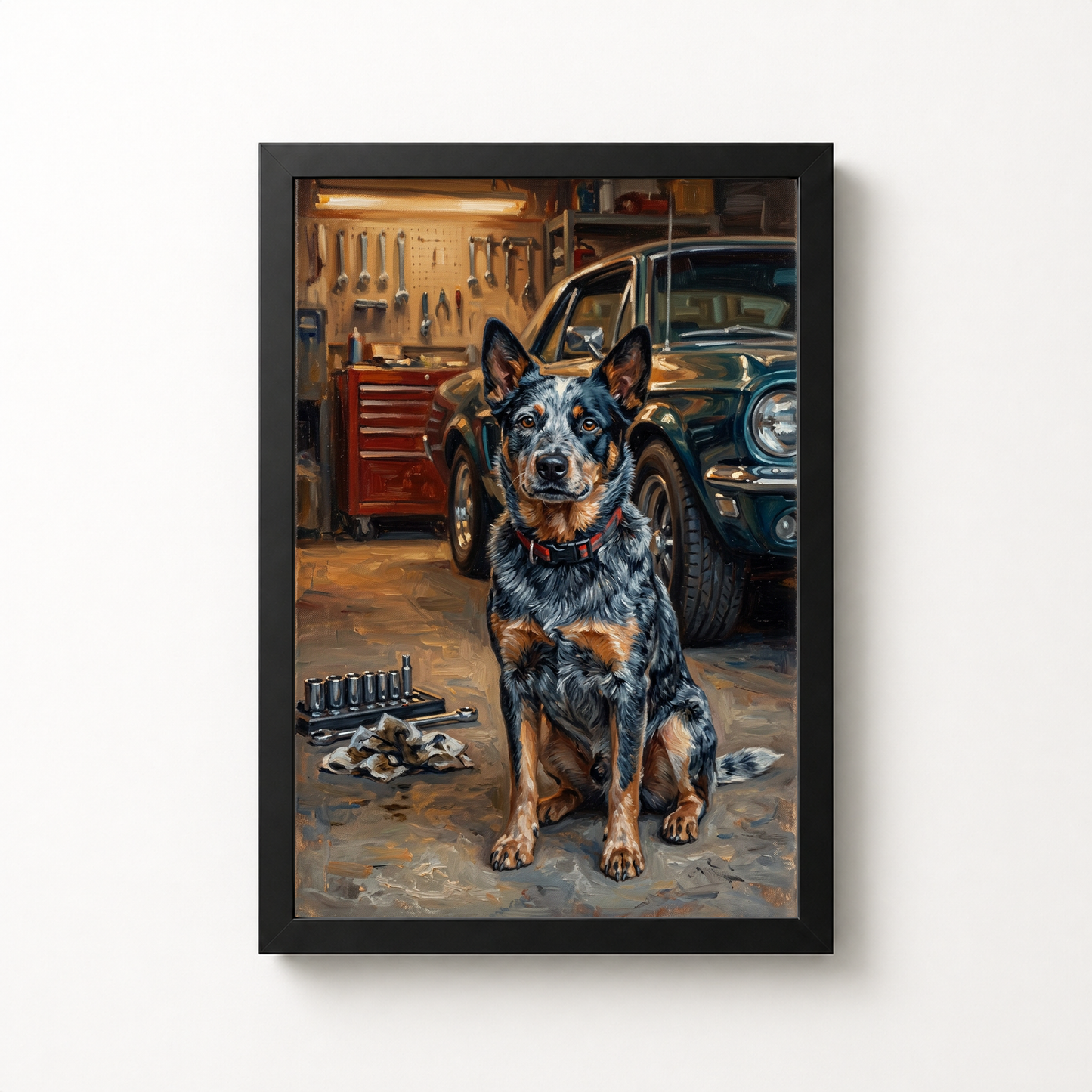 Goodboy Gallery product photo - Garage Helper Portrait for 1 Pet - Framed Poster - Solid Black