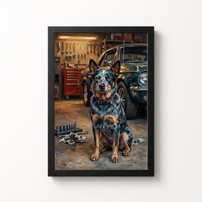Goodboy Gallery product photo - Garage Helper Portrait for 1 Pet - Framed Poster - Solid Black