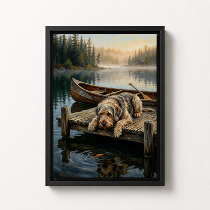 Goodboy Gallery product photo - Lake House Companion Portrait for 1 Pet - Framed Canvas - Solid Black
