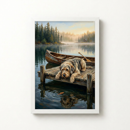 Goodboy Gallery product photo - Lake House Companion Portrait for 1 Pet - Framed Poster - Solid White