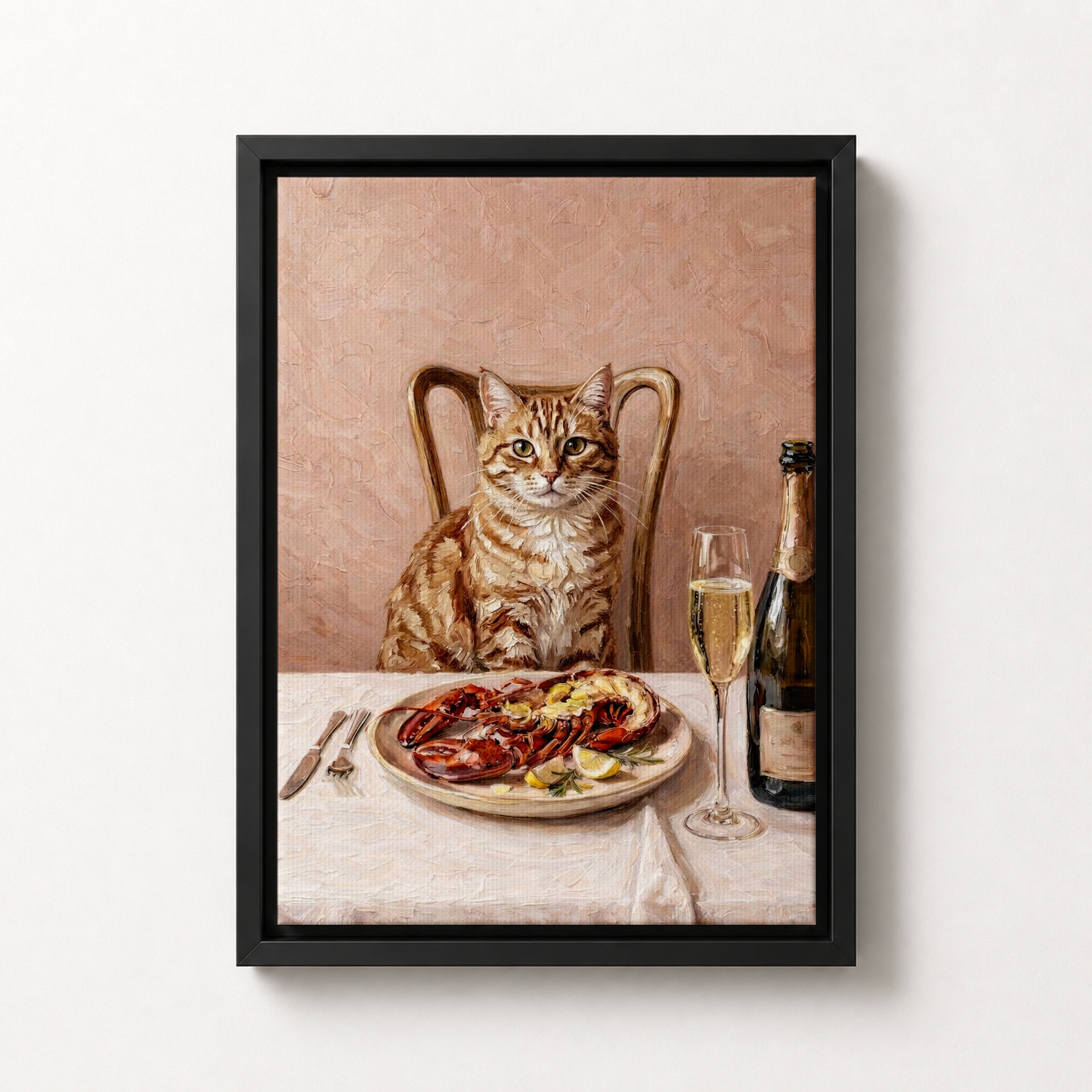 Goodboy Gallery product photo - Lobster Night Portrait for 1 Pet - Framed Canvas - Solid Black
