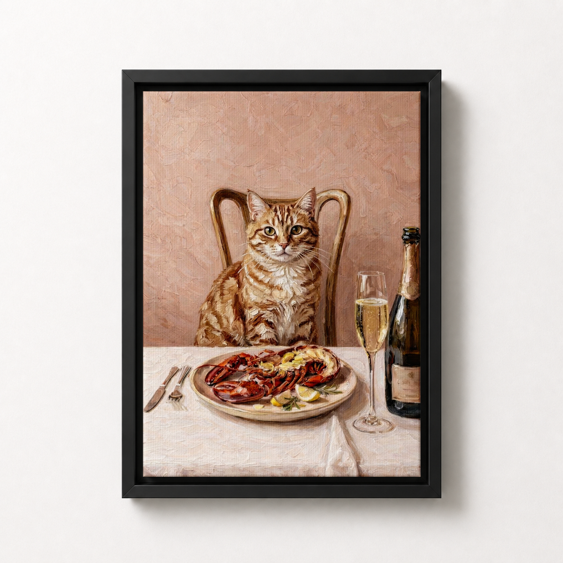 Goodboy Gallery product photo - Lobster Night Portrait for 1 Pet - Framed Canvas - Solid Black