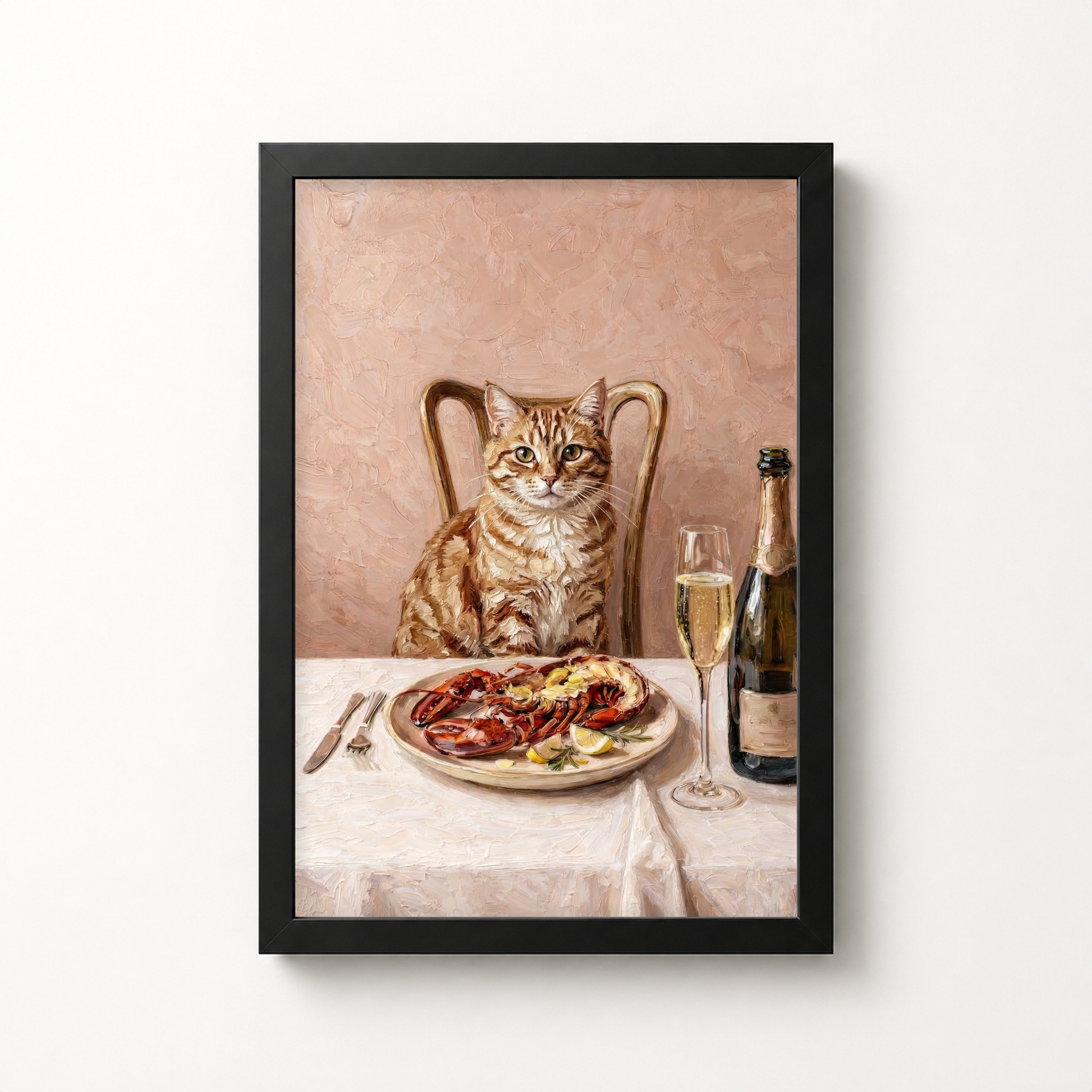 Goodboy Gallery product photo - Lobster Night Portrait for 1 Pet - Framed Poster - Solid Black