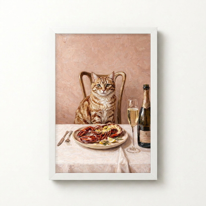 Goodboy Gallery product photo - Lobster Night Portrait for 1 Pet - Framed Poster - Solid White