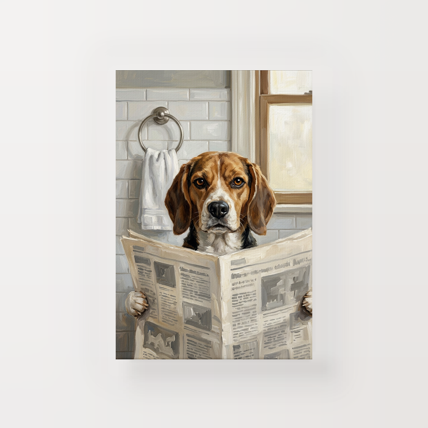 Goodboy Gallery product photo - Morning Paper Portrait for 1 Pet - Canvas Only - Unframed Canvas