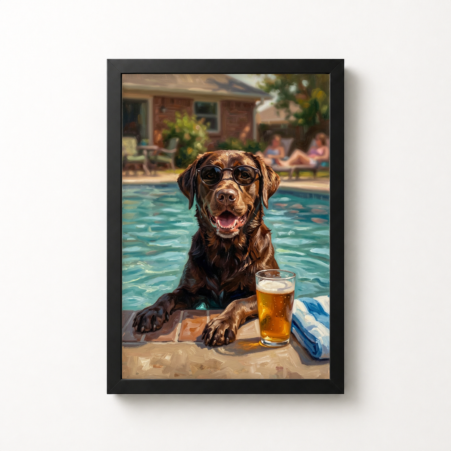 Poolside Dad Mode Portrait for 1 Pet product photo
