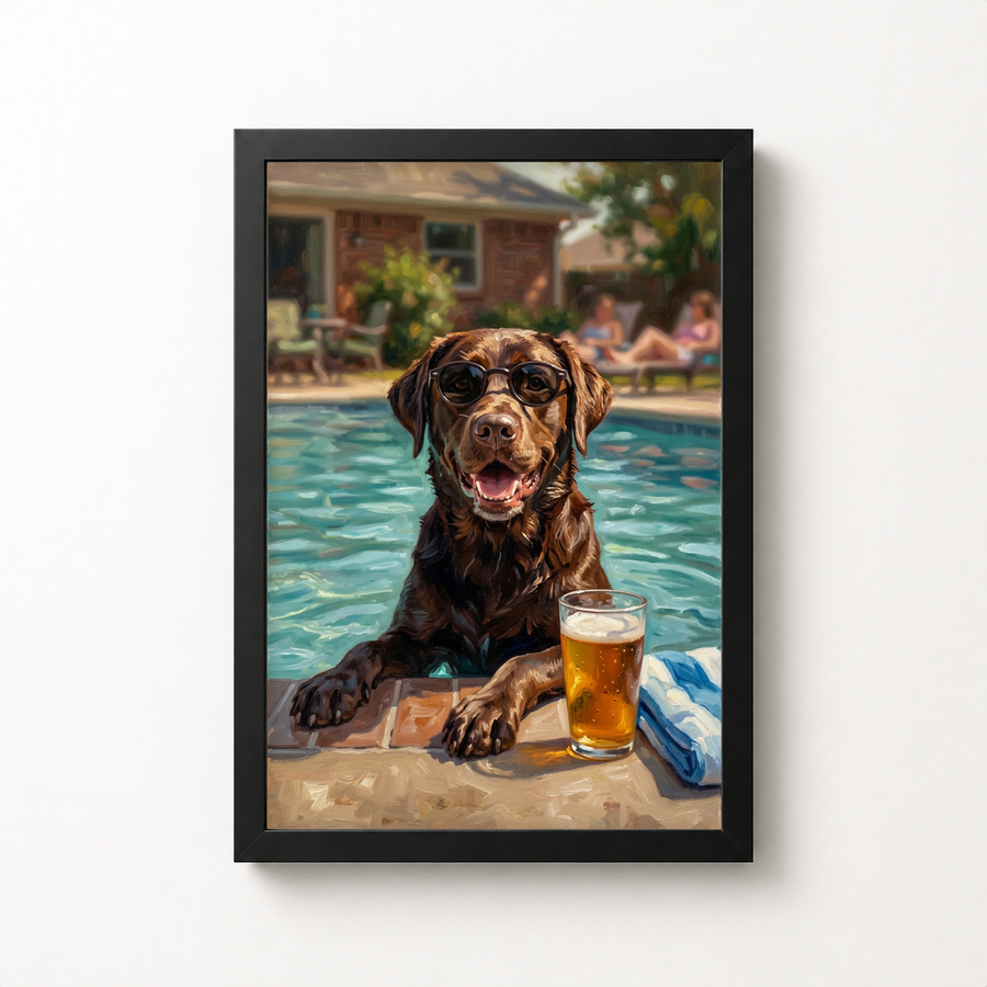 Poolside Dad Mode Portrait for 1 Pet product photo