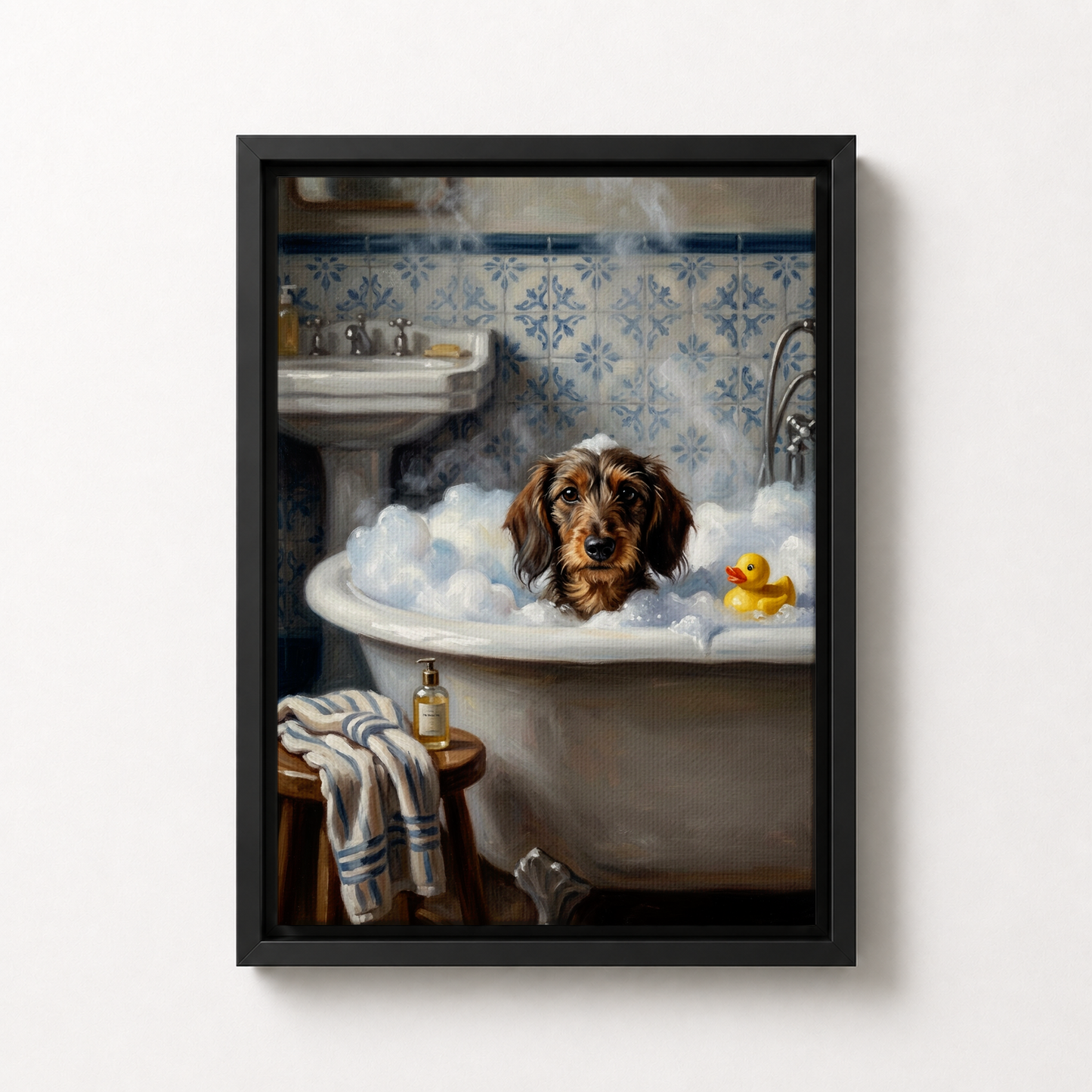 Goodboy Gallery product photo - Rubber Duck Bath Portrait for 1 Pet - Framed Canvas - Solid Black