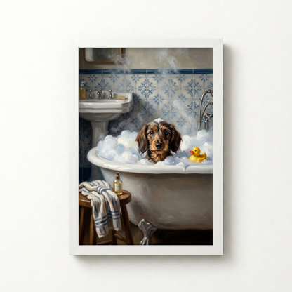 Goodboy Gallery product photo - Rubber Duck Bath Portrait for 1 Pet - Framed Poster - Solid White