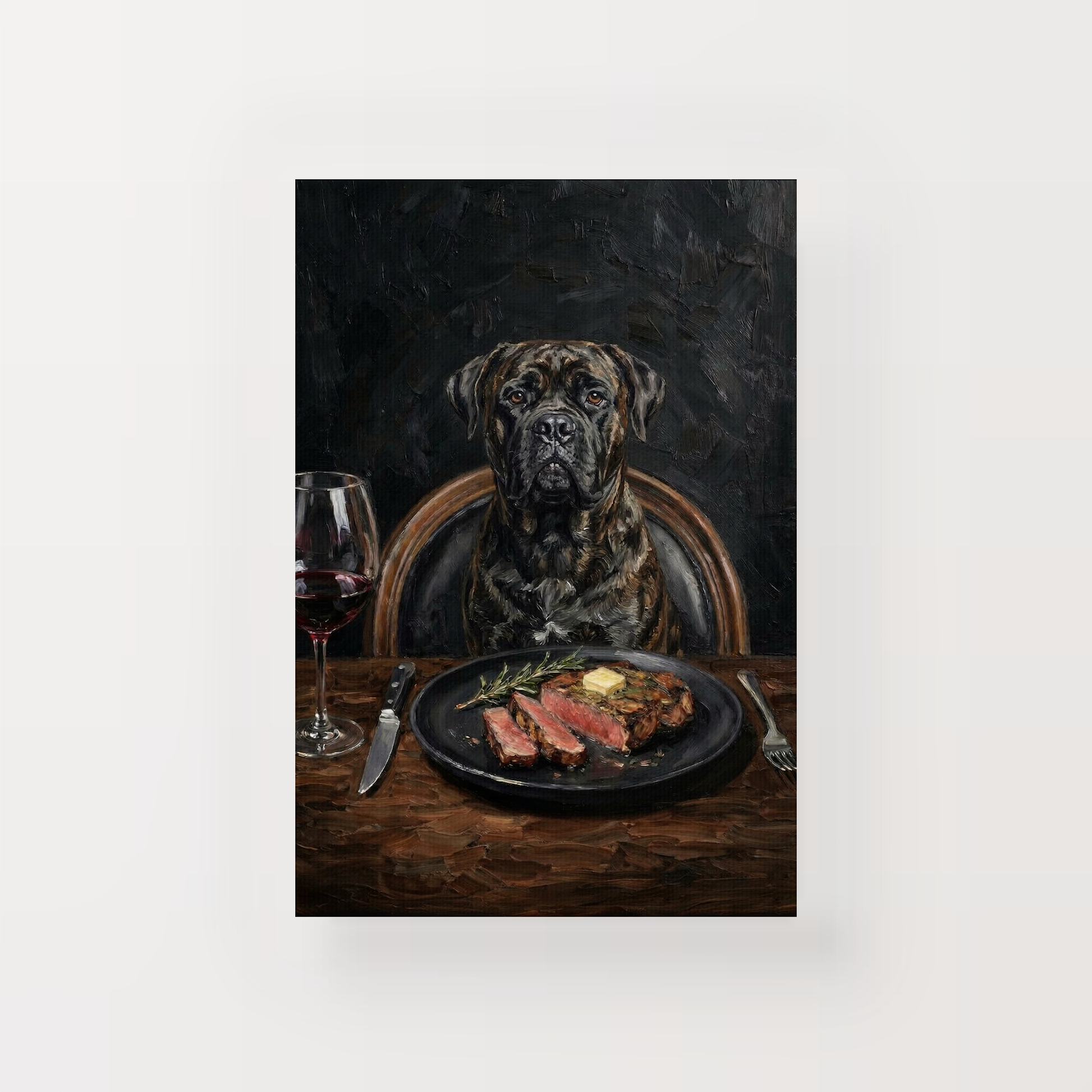 Goodboy Gallery product photo - Steakhouse Regular Portrait for 1 Pet - Canvas Only - Unframed Canvas