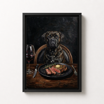 Goodboy Gallery product photo - Steakhouse Regular Portrait for 1 Pet - Framed Canvas - Solid Black