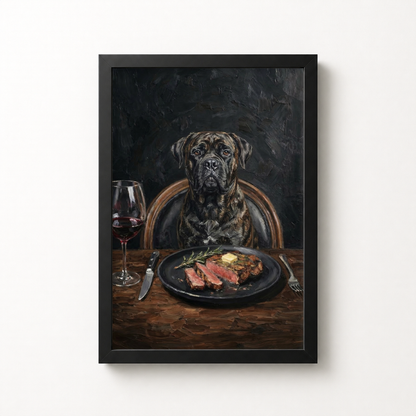 Goodboy Gallery product photo - Steakhouse Regular Portrait for 1 Pet - Framed Poster - Solid Black
