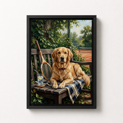 Goodboy Gallery product photo - Courtside Bench Portrait for 1 Pet - Framed Canvas - Solid Black
