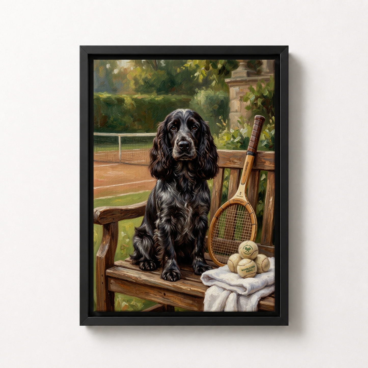 Goodboy Gallery product photo - Classic Tennis Club Portrait for 1 Pet - Framed Canvas - Solid Black