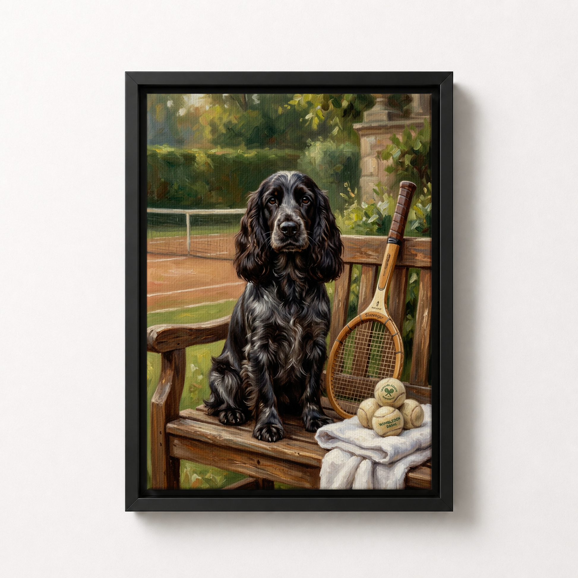 Goodboy Gallery product photo - Classic Tennis Club Portrait for 1 Pet - Framed Canvas - Solid Black