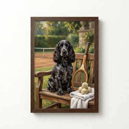 Goodboy Gallery product photo - Classic Tennis Club Portrait for 1 Pet - Framed Poster - Dark Wood