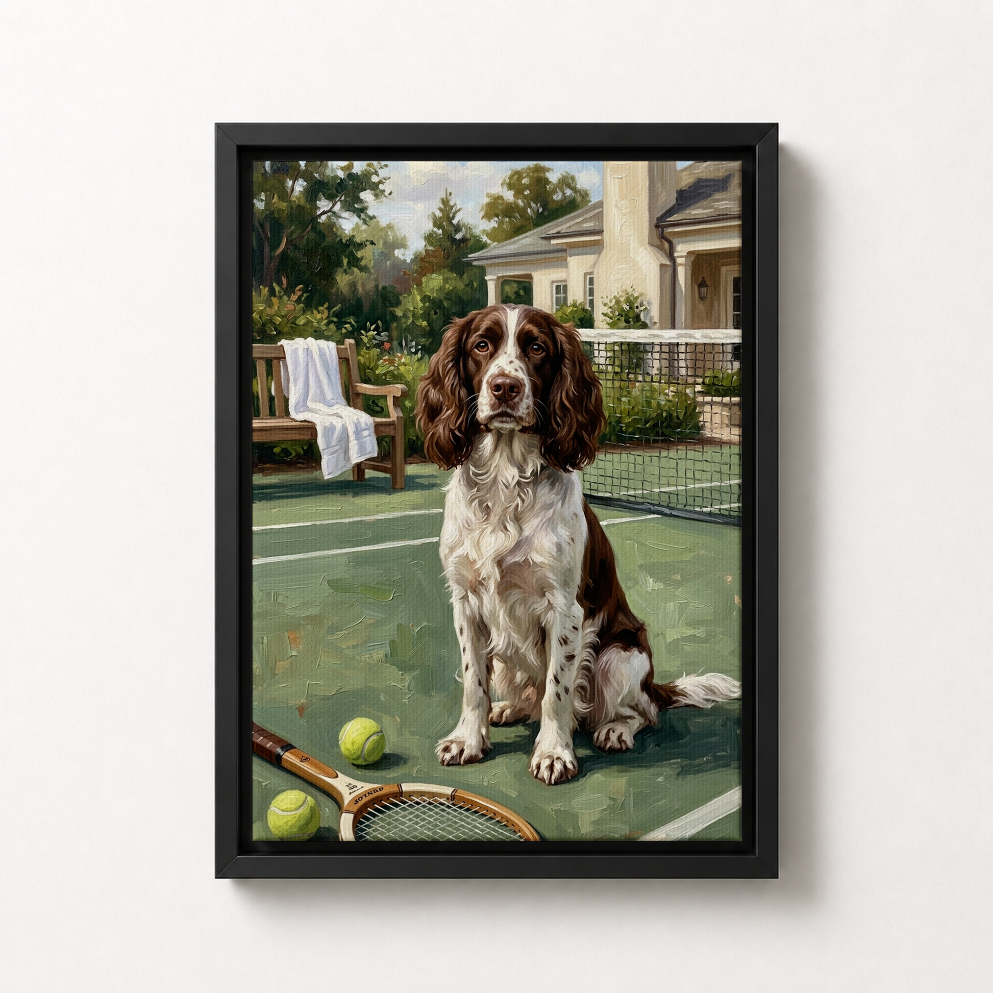 Goodboy Gallery product photo - Tennis Club Portrait for 1 Pet - Framed Canvas - Solid Black