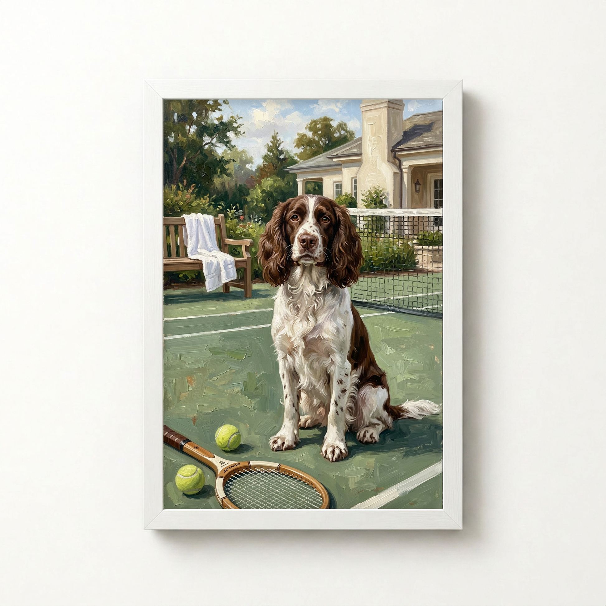 Goodboy Gallery product photo - Tennis Club Portrait for 1 Pet - Framed Poster - Solid White