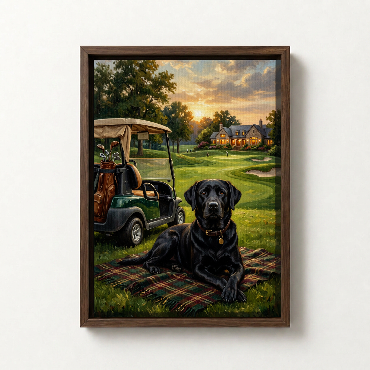 Goodboy Gallery product photo - The 19th Hole Portrait for 1 Pet - Framed Canvas - Dark Wood