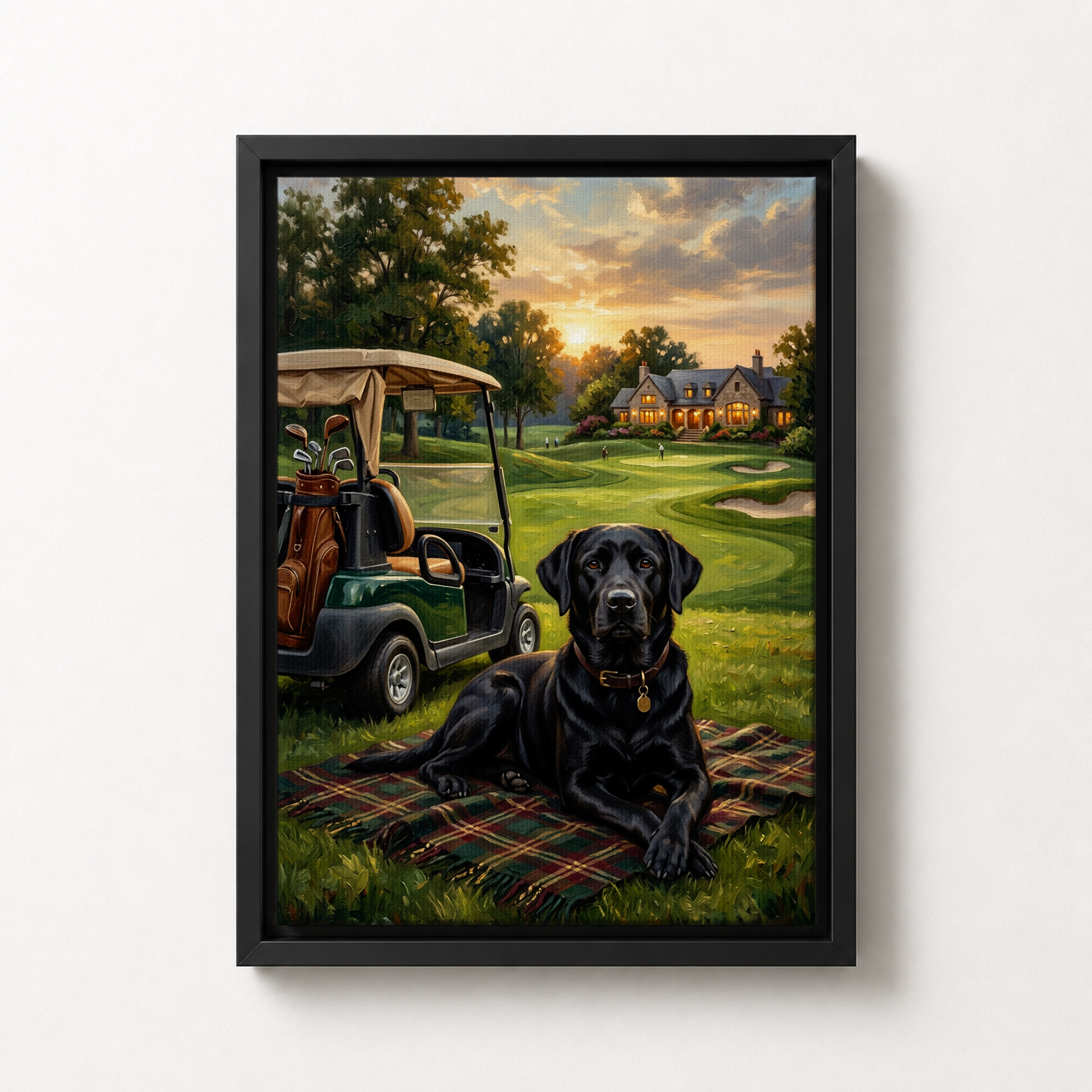 Goodboy Gallery product photo - The 19th Hole Portrait for 1 Pet - Framed Canvas - Solid Black