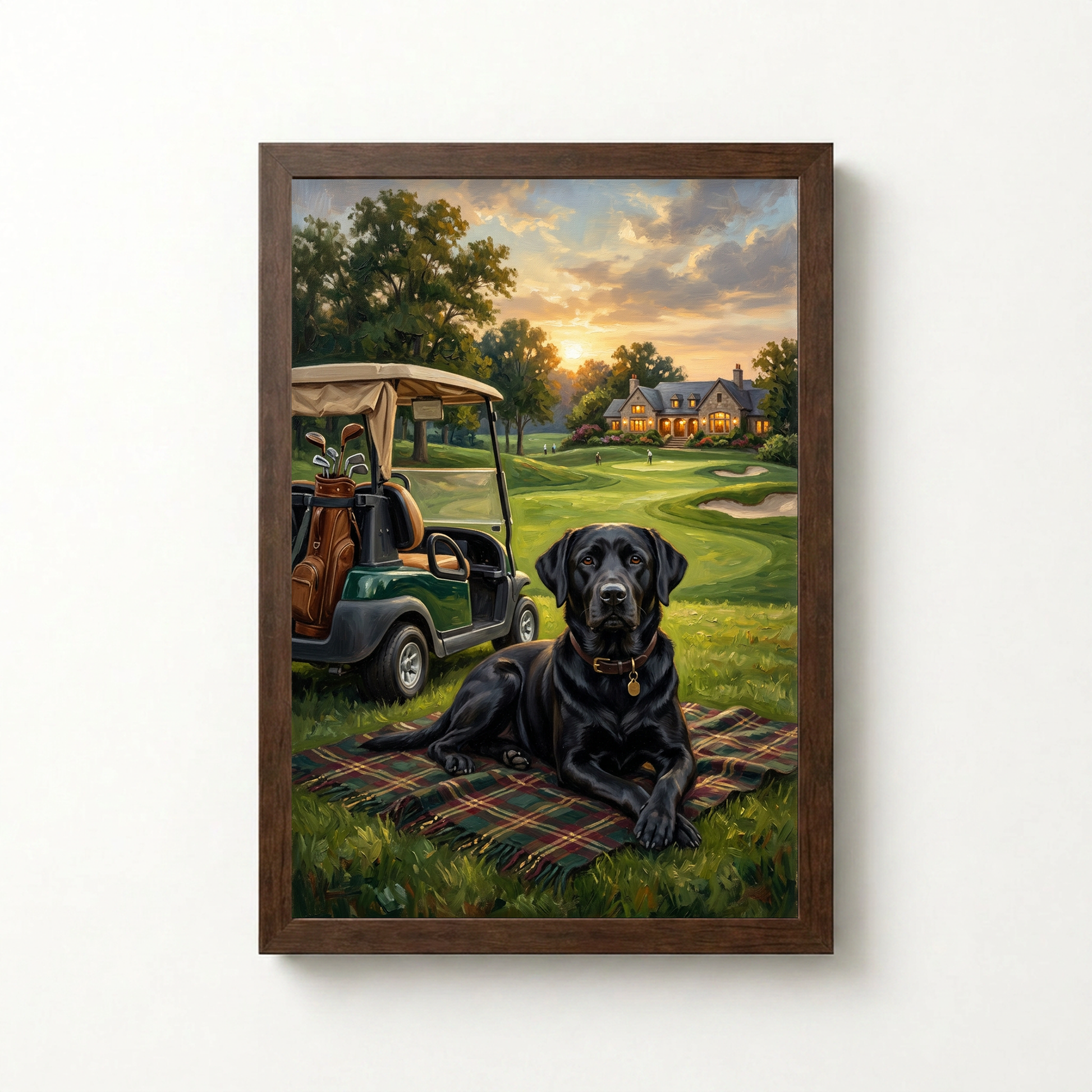 Goodboy Gallery product photo - The 19th Hole Portrait for 1 Pet - Framed Poster - Dark Wood